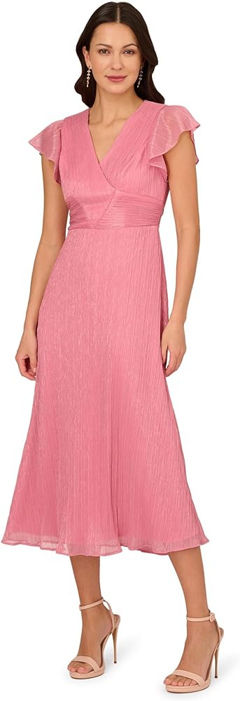 Adrianna Papell Women's Crinkle Mesh Midi Dress