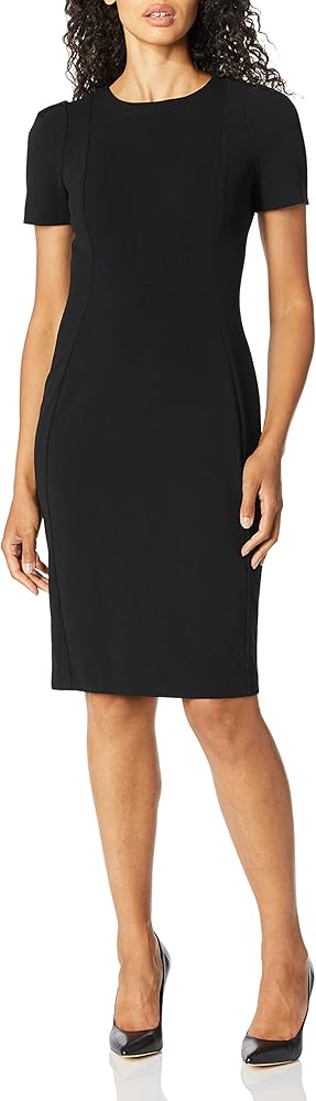 Calvin Klein Women's Short Sleeved Princess Seamed Sheath Dress (Standard and Petite)