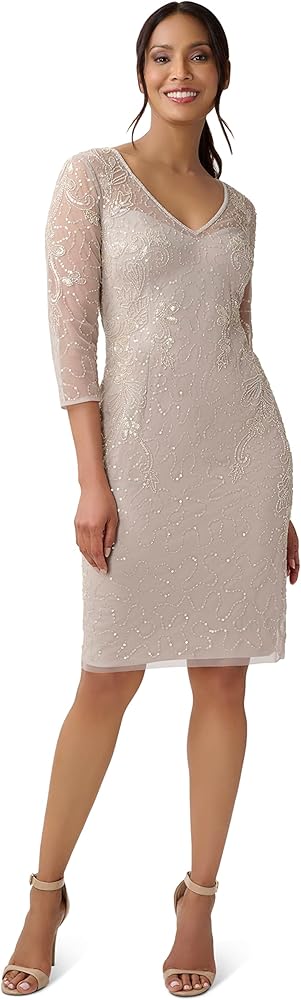 Adrianna Papell Women's Beaded Short Dress