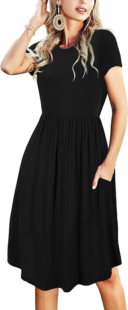 Simier Fariry 2024 Women's Summer Pockets Teacher Work Casual Midi Dresses