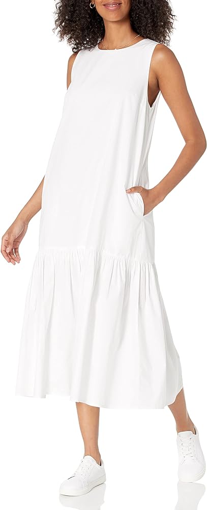 The Drop Women's Ilana Loose Sleeveless Wide-Hem Poplin Maxi Dress