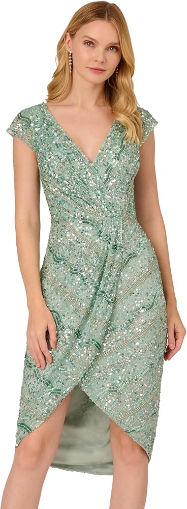 Adrianna Papell Women's Beaded Mesh Dress