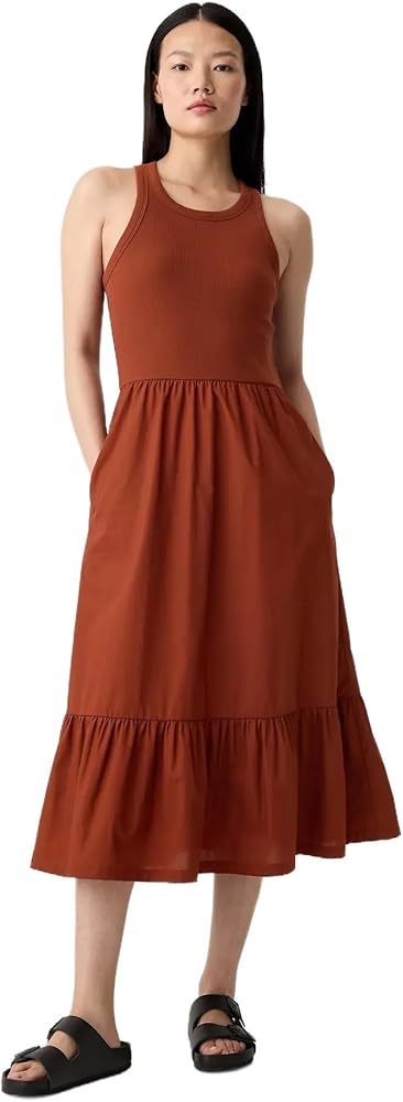 GAP Women's Mixed Media Midi Dress