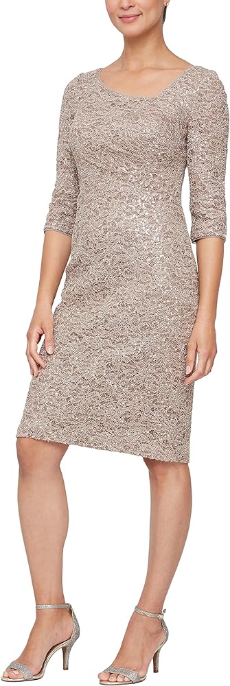 Alex Evenings Women's L Neck Knee Length Shift Dress