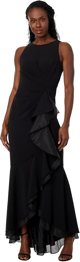 Adrianna Papell Women's Ruffle Crepe Halter Gown