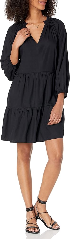 The Drop Women's @Caralynmirand Ruffle-Neck Tiered Mini Dress