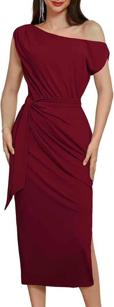 GRACE KARIN 2024 Women's One Shoulder Cocktail Dresses for Evening Party Bodycon Midi Dresses