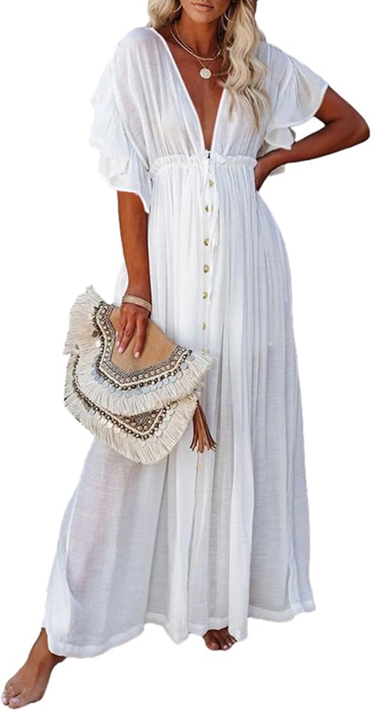 Dokotoo Women Summer Dresses Beach Dress Cover up 2024 Dress Boho Robe