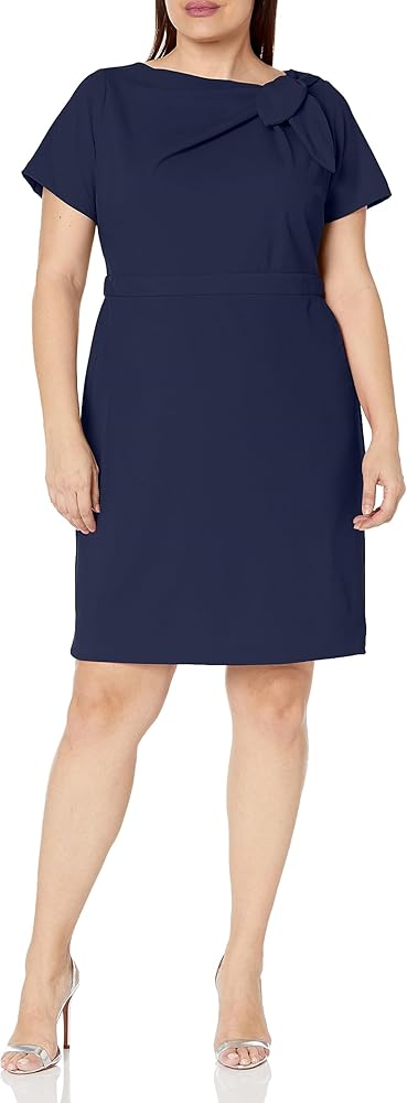 London Times Women's Polished Sheath Dress with Bow Detail Career Office Event Occasion Guest of