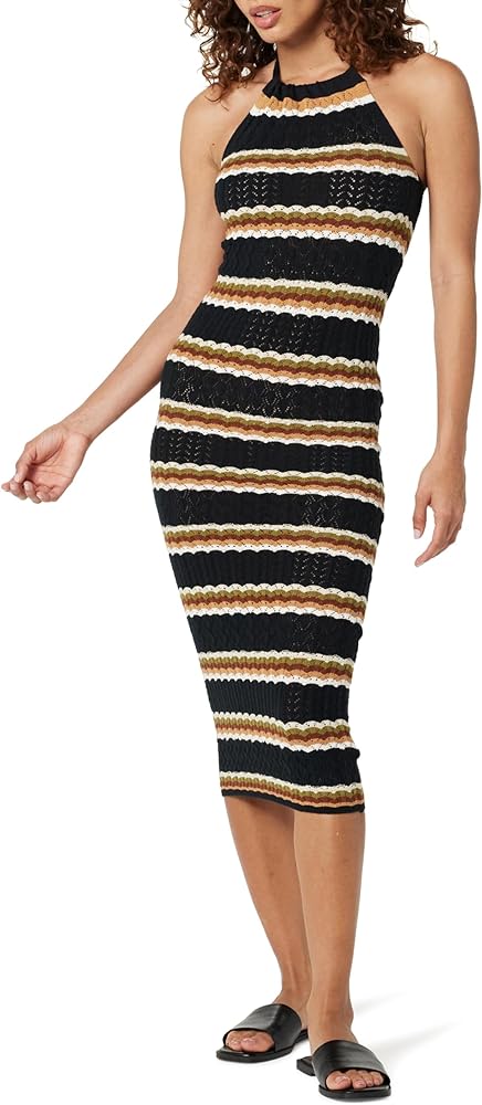 The Drop Women's Jayla Sleeveless Crochet Halter Midi Dress