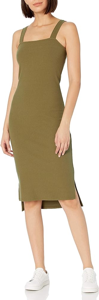 The Drop Women's Amelia Square-Neck Strappy Bodycon Midi Tank Dress