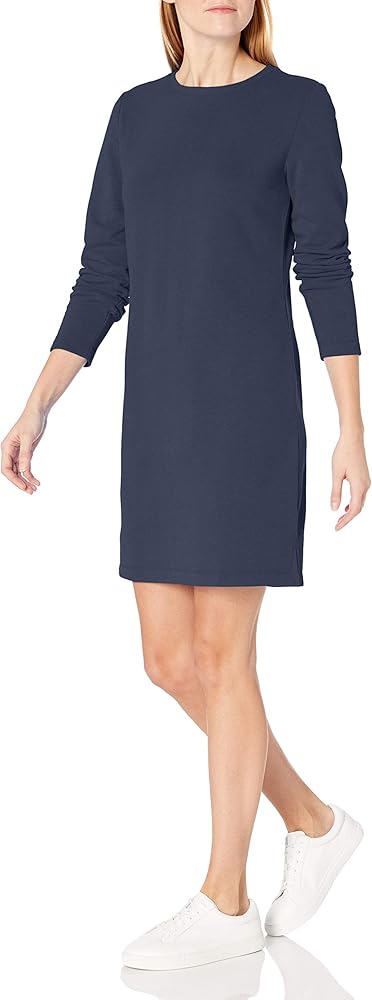 Amazon Essentials Women's Crewneck Long-Sleeve Fleece Above-The-Knee Dress