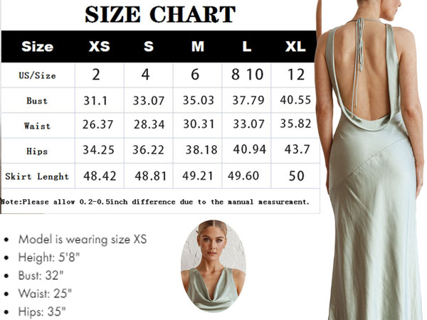 Summer Dress for Women Wedding Guest Cowl Neck Satin Maxi Dress