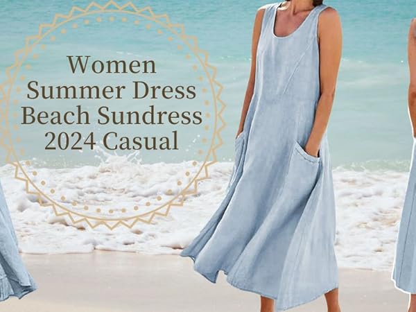 Women Summer Dress 2024 Casual Beach Sundress