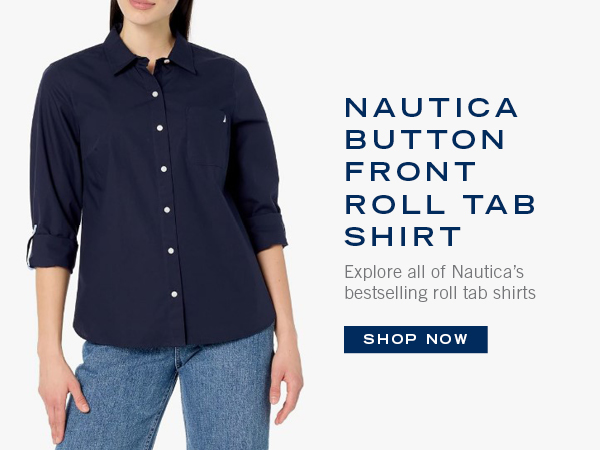 nautica button front roll tab shirt