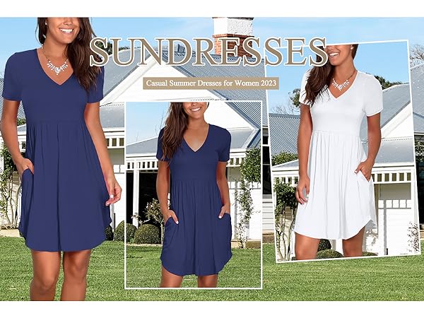 snndress with pocket summer beach dress v neck