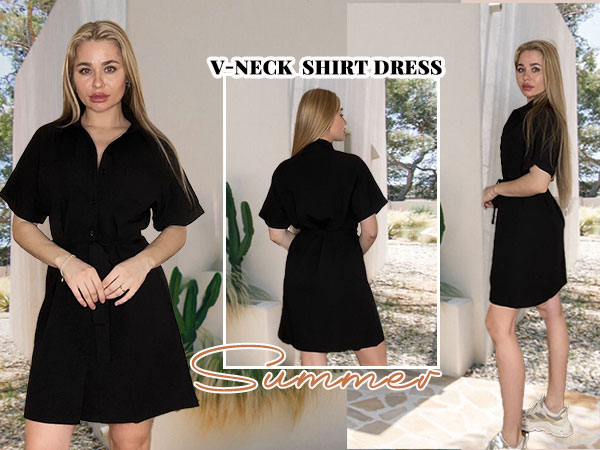 black button short sleeve dress