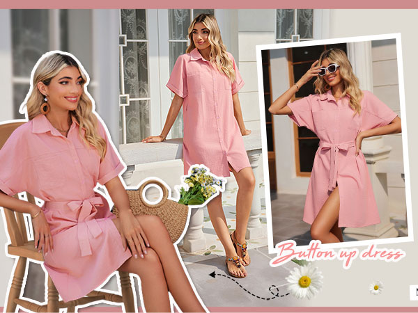 pink short sleeve dresses