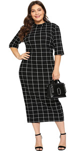 Plus Size Gingham Bodycon Dress