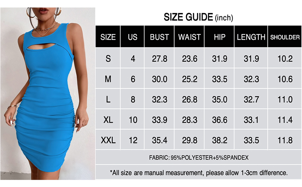 Women 2023 Summer Sleeveless Sexy Cut Out Bodycon Knit Ruched Tank Dress Slim Club Party Dresses