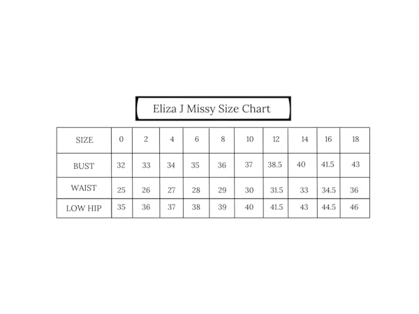 Eliza j missy size chart