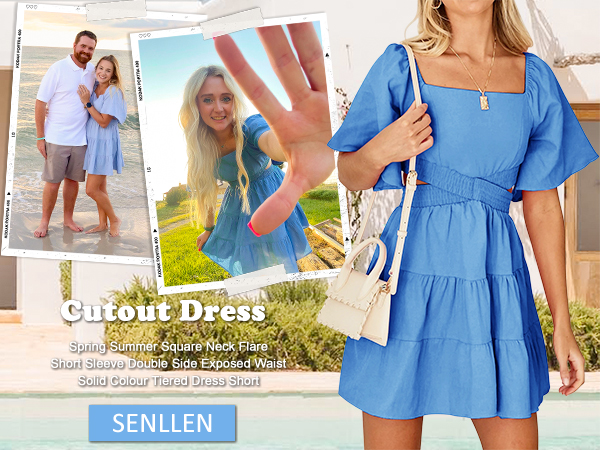 Blue Summer Cutout Dress