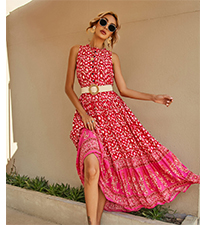 Womens Summer Sleeveless Boho Floral Print Button Up Flowy Maxi Dress