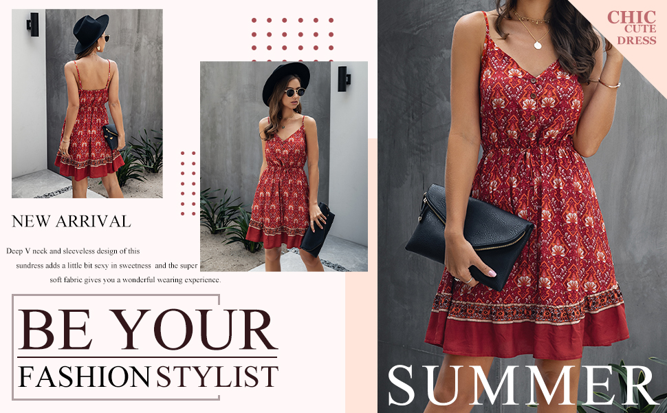 Floral Sexy V Neck Spaghetti Strap Backless Button Down Sundress Summer Mini Short Dress