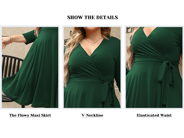 Nemidor Women''s V-Neckline 3/4 Sleeve Stretchy Casual Midi Plus Size Bridesmaid Dress