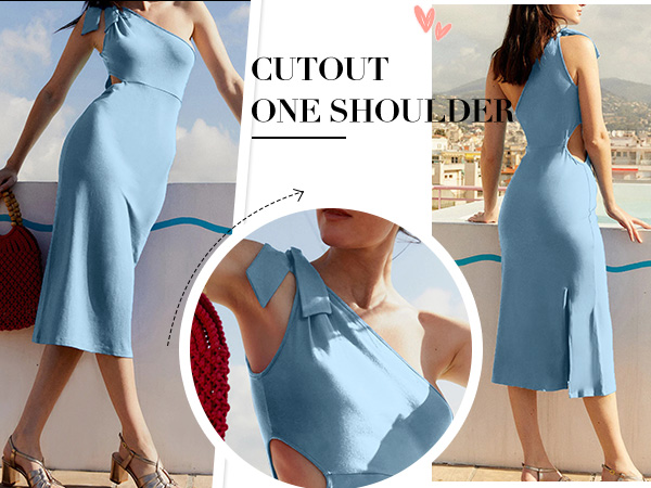 ne Shoulder Sleeveless Cutout Party Cocktail Fitted Dress