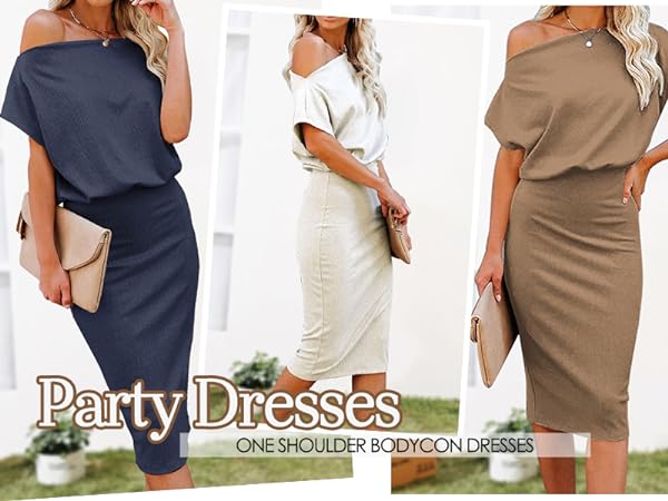 casual dress soft summer one shoulder bodycon dresses midi dresses for women stretchy spring dress