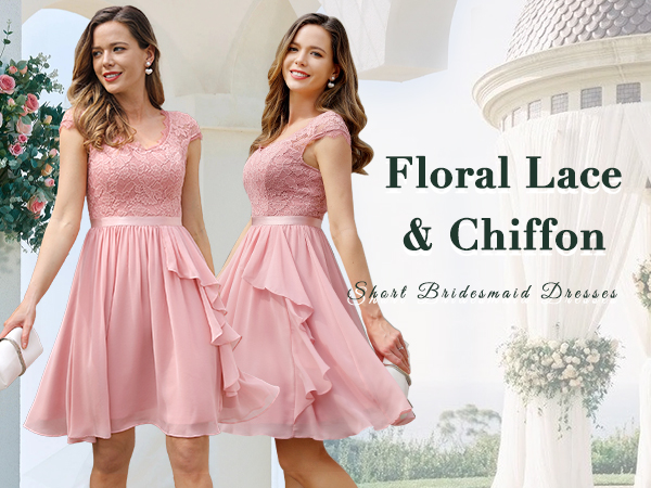 Floral Lace Semi Formal Wedding Guest Dresses for Teens