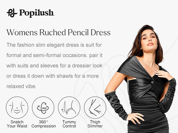 Ruched Bodycon Dress For Women Shapewear Tummy Control Dress