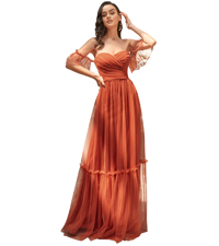 Ever-Pretty Womens Maxi A-line Off-Shoulder Sexy Prom Dresses with Sleeves