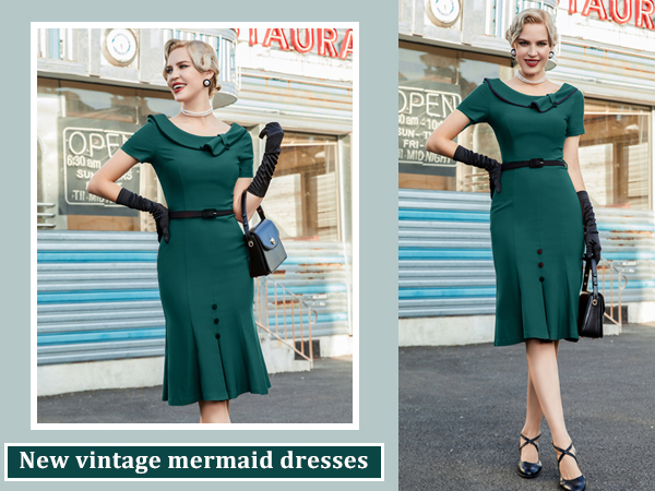 Cocktail Work Mermaid Dress with Belt