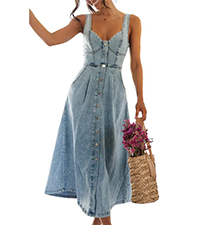 WOMEN SLEEVELESS DENIM DRESS