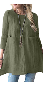 Womens Cotton Linen Tunic Tops