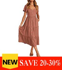 summer casual dress linen midi dress button down v neck short sleeve ruffle tiered dress with pocket