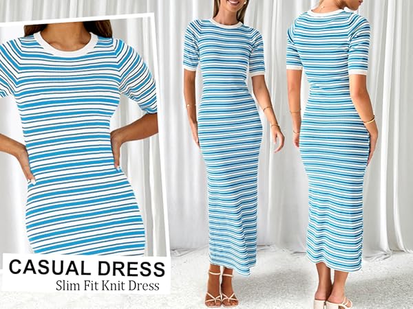 Summer Elegant Striped Dresses