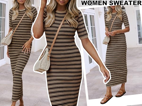 Casual Sleeveless Striped Shirt Dresses