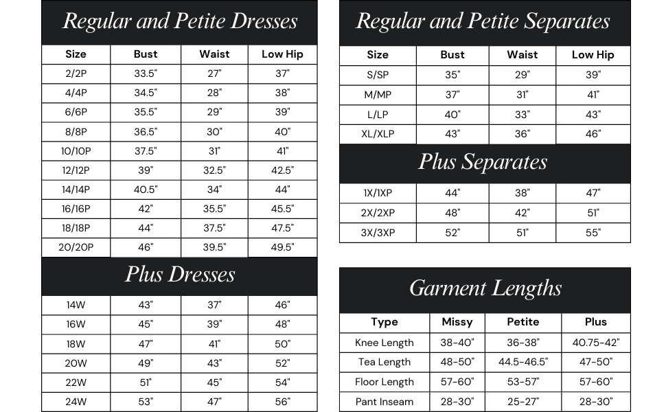 Alex Evenings Size Chart Regular Petite Separates Evening Dresses Mother of the Bride Dress