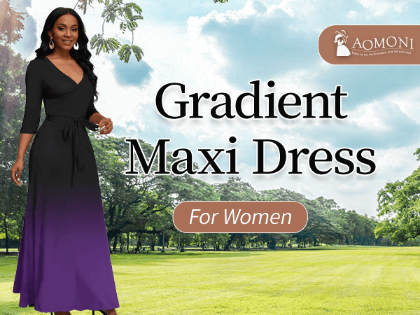 3/4 sleeve maxi dress for women