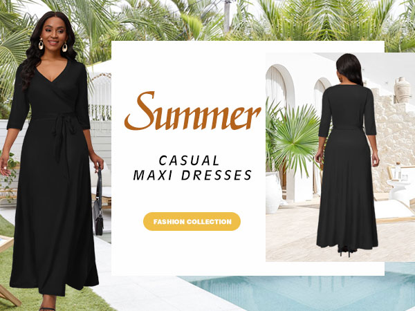 black and white maxi dresses for women 2024 summer