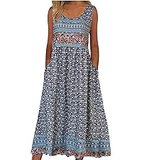 ZOCAVIA Women''s Boho Floral Printed Maxi Dress 2024 Summer Casual