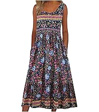 ZOCAVIA Women''s Boho Floral Printed Maxi Dress 2024 Summer Casual