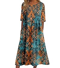 ZOCAVIA Women''s Boho Floral Midi Dress Summer Casual Ethnic Style Short Sleeve Retro Sundresses 