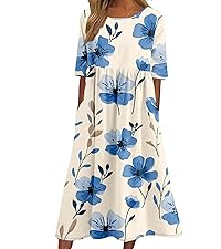 ZOCAVIA Women''s Boho Floral Midi Dress Summer Casual Ethnic Style Short Sleeve Retro Sundresses 