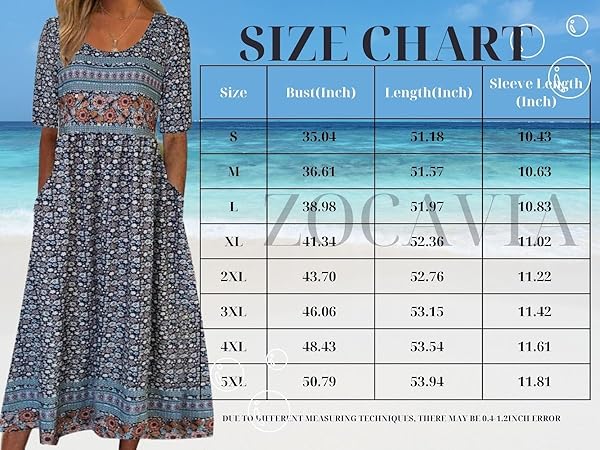 ZOCAVIA Women''s Boho Floral Printed Maxi Dress 2024 Summer Casual