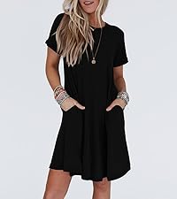 Summer Casual T Shirt Dresses 2024 Short Sleeve Crew Neck Swing Dress with Pockets Short Dress