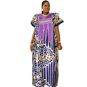 African Style Purple Bubu Dress for Woman